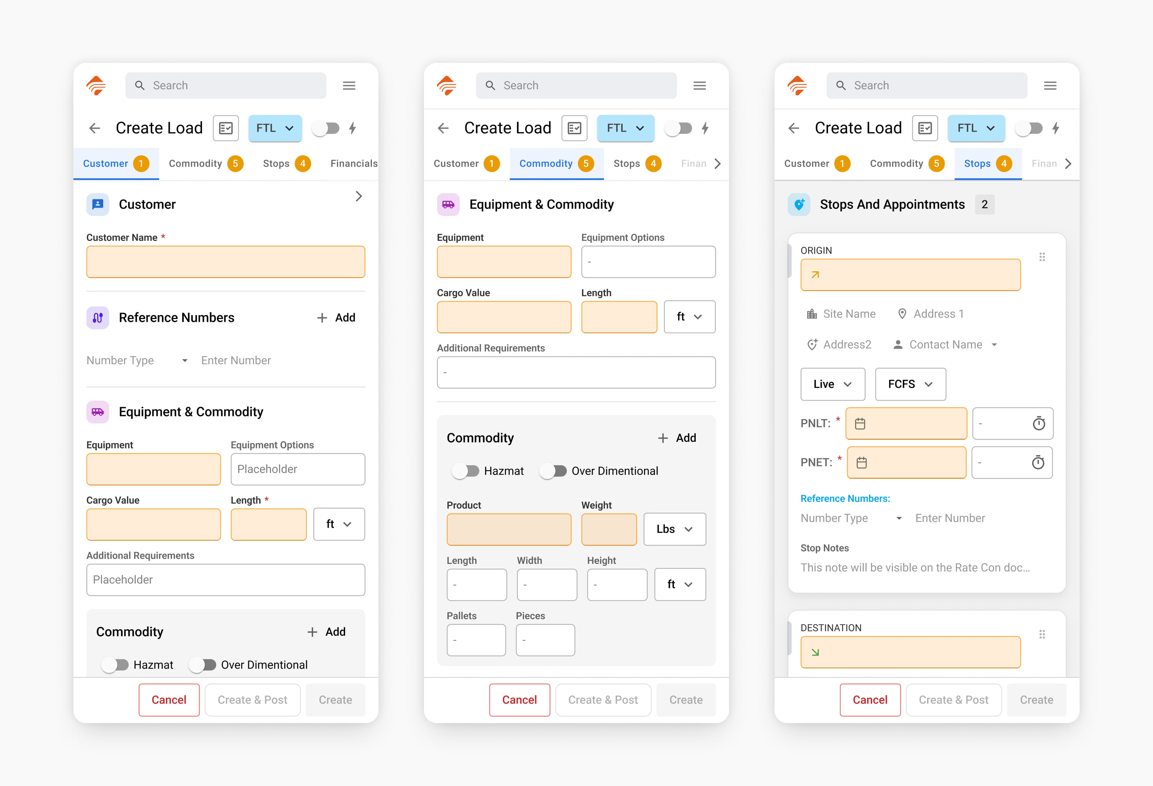 Load Creation on mobile
