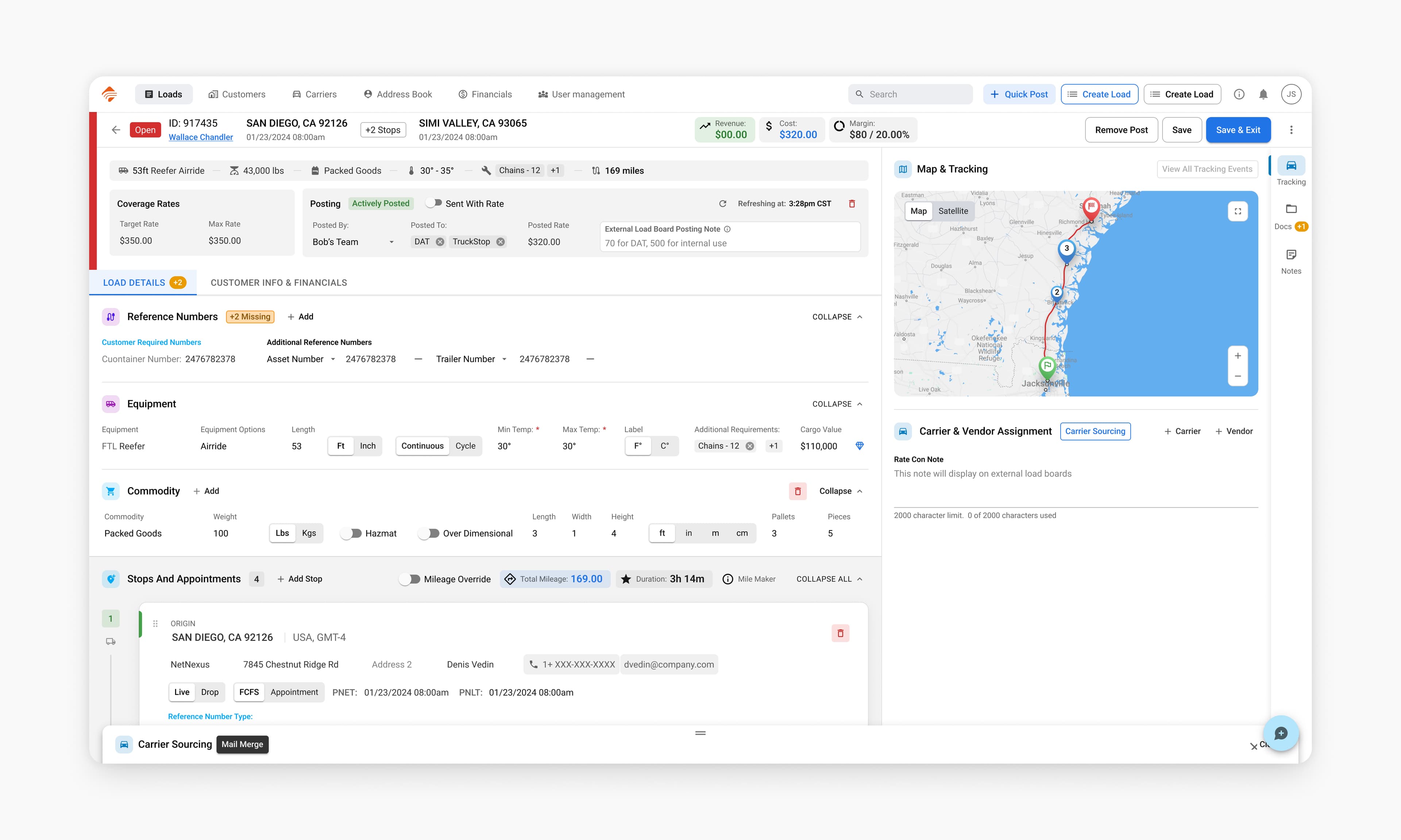 Load Details page