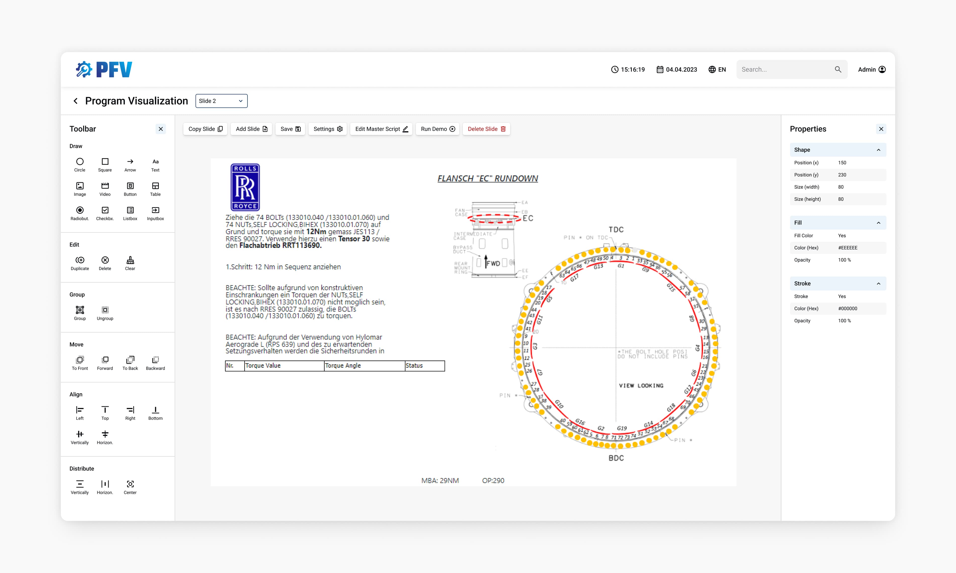 Program visualization slide editor